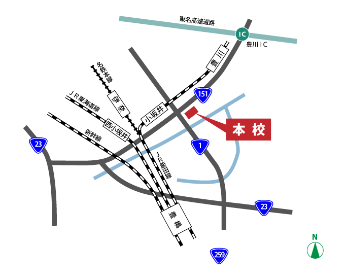 小坂井高校（同窓会）位置図